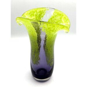 Hand Blown Glass Vase Green /Purple Design by Arthur Nelson Green